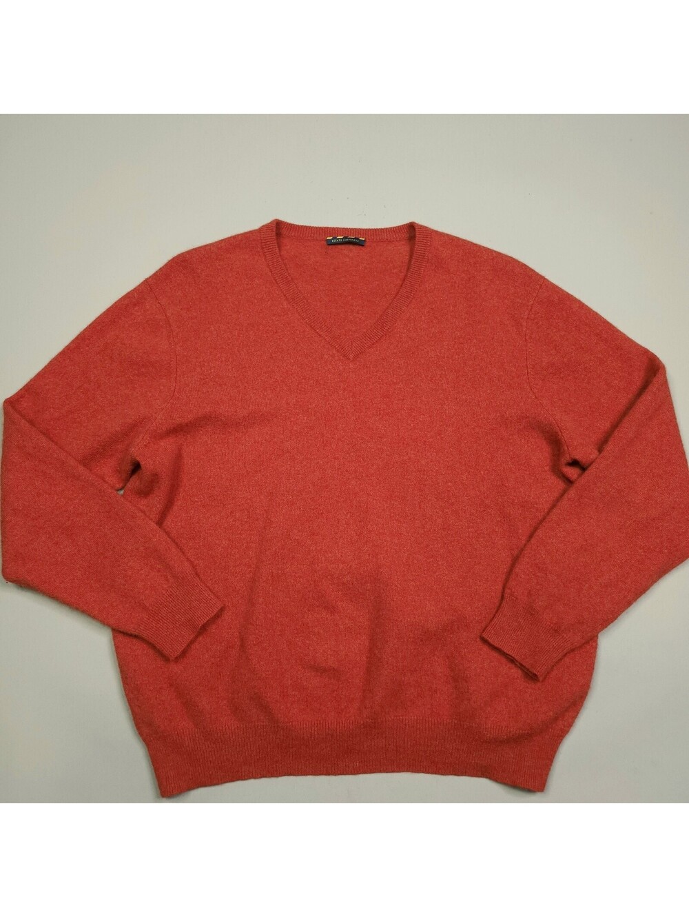 Club Room Estate Cashmere V Neck Sweater Orangish Luxury Preppy XL